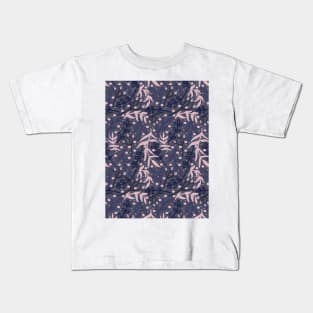 Botanicals and Dots - Hand Drawn Design - Pink, Grey, and Purple Kids T-Shirt